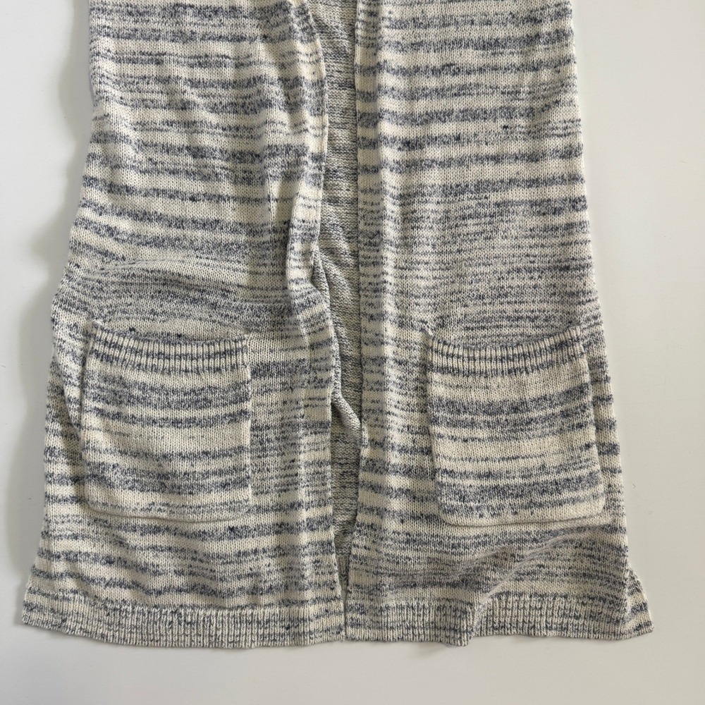 Loft Outlet XS Blue Ivory Striped Open Front Longline Sweater Cardigan Sz XS - Picture 3 of 9